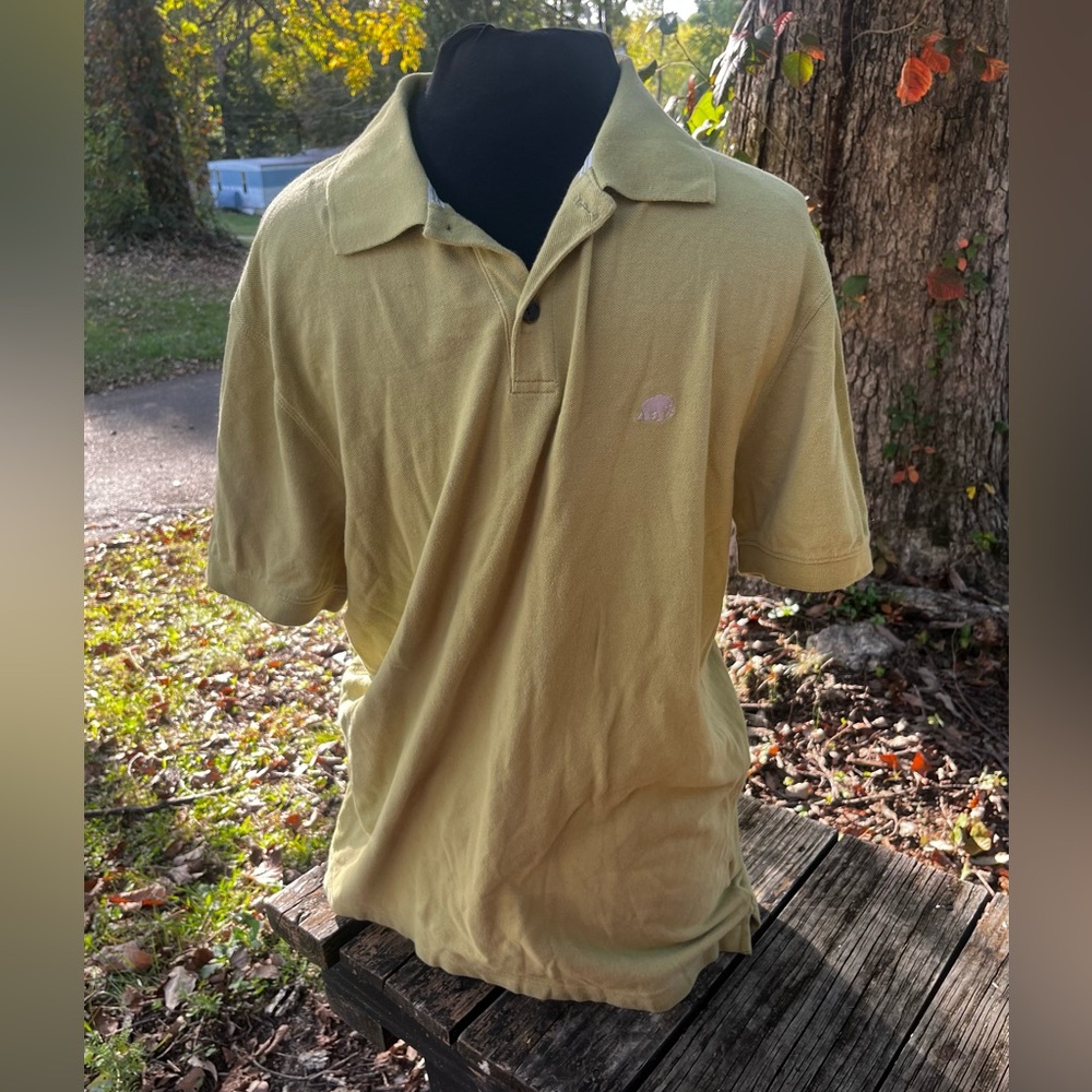 BANANA REPUBLIC MENS LARGE RELAXED POLO SHIRT EMBROIDERED ELEPHANT